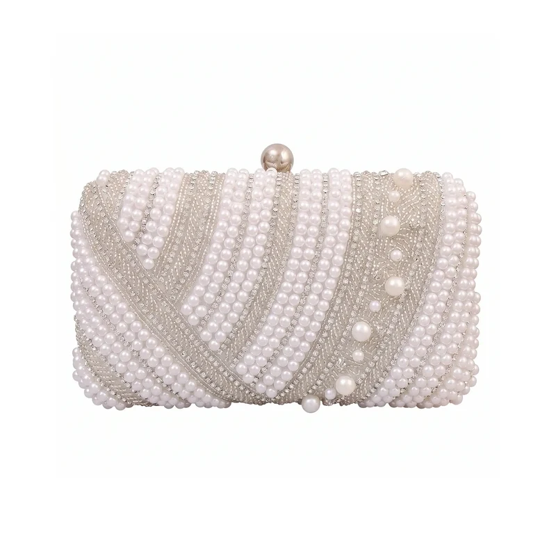 Bolso Murelia Plata Perlas Blanco