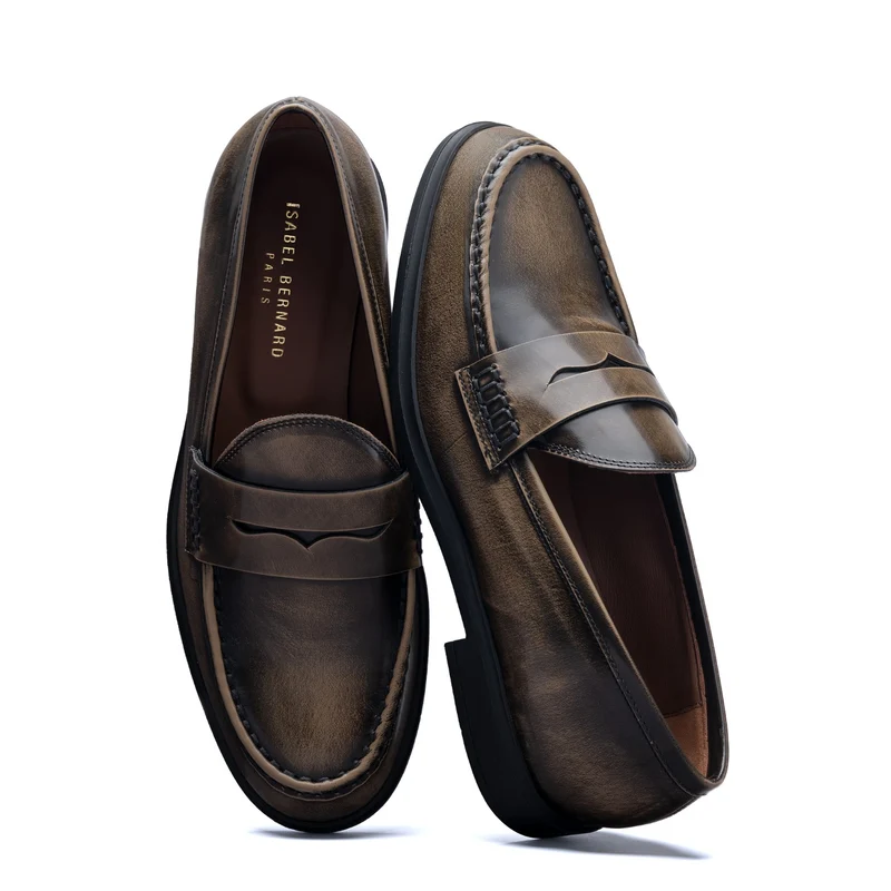 Isabel Bernard Vendôme Blandine mokka loafers van spazzolato leer IB51015-639-36