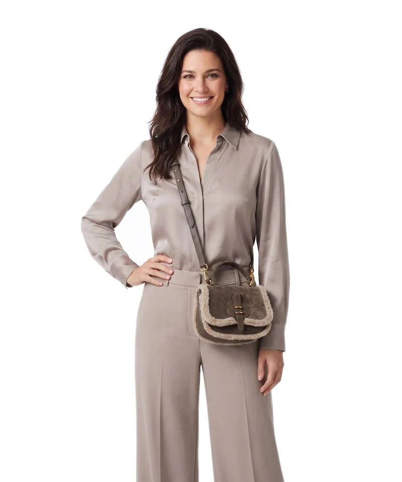 Coccinelle Mavery Suede Eco Bandolera fango/warm taupe