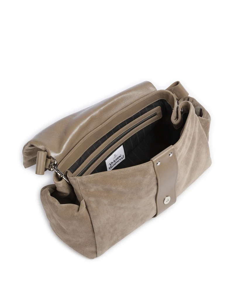 Vivienne Westwood Hazel Suede Treasure XL Bolso de hombro stone