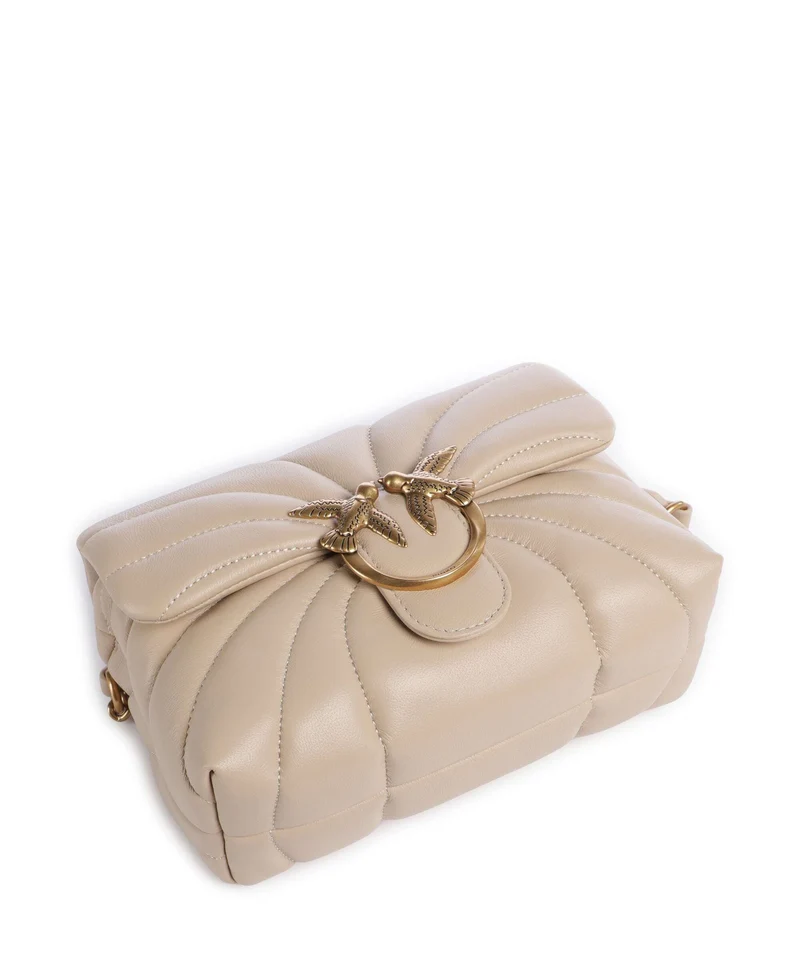 Pinko Love Puff Mini Bolso de hombro beige/grigio fumo/antique gold