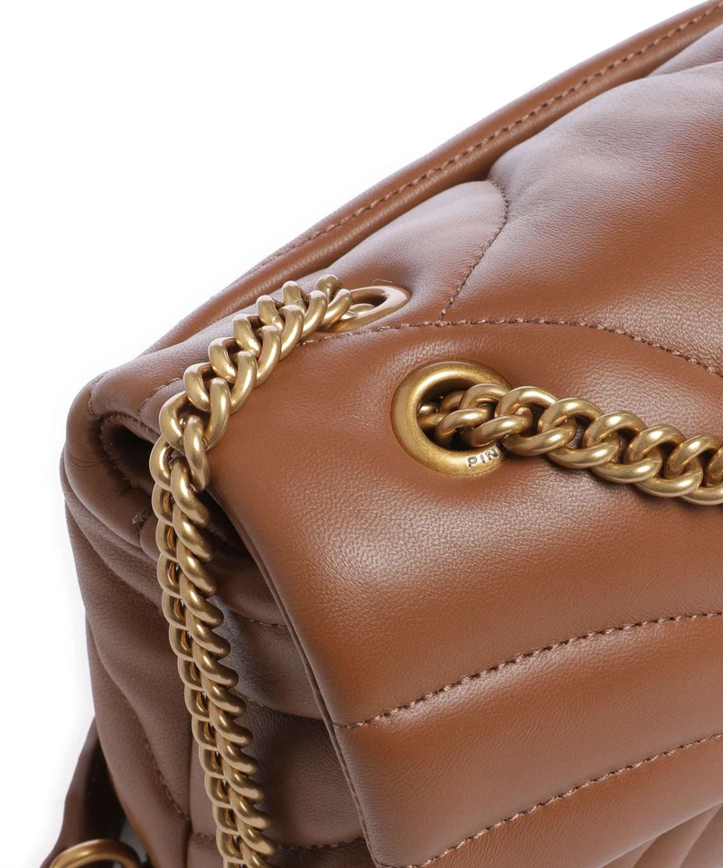 Pinko Love Puff Mini Bolso de hombro marrone/leone/antique gold