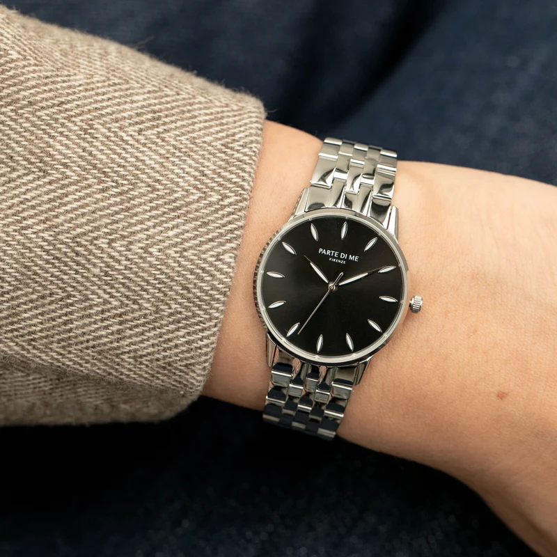 Parte Di Me Orologio rond dames horloge zilverkleurig en zwart PDM09048