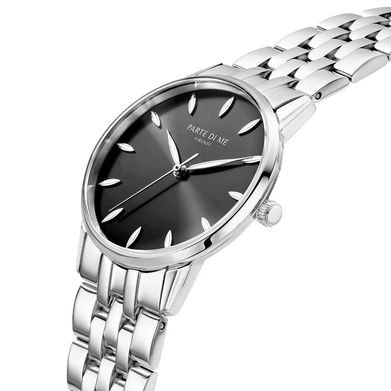 Parte Di Me Orologio rond dames horloge zilverkleurig en zwart PDM09048