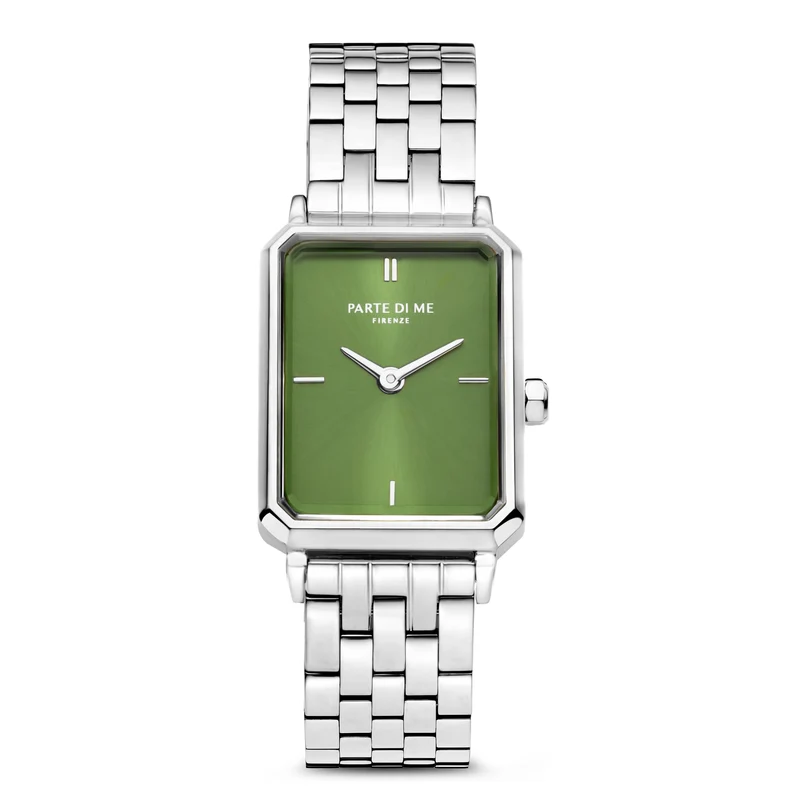 Parte Di Me Orologio Rechthoekig Dameshorloge Zilverlkleurig en Groen PDM09005