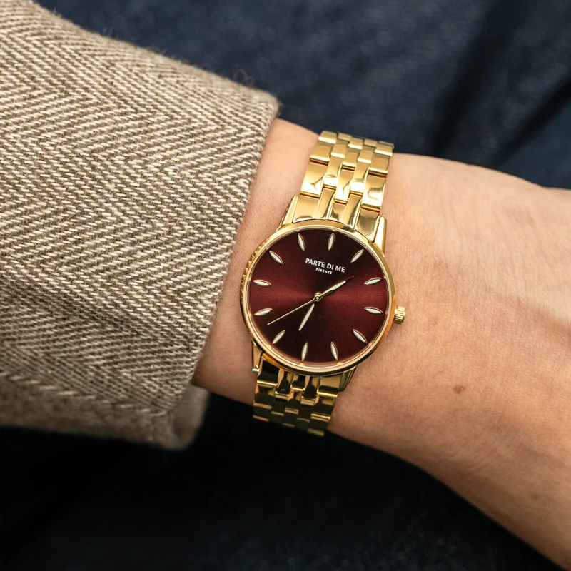 Parte Di Me Orologio rond dames horloge goudkleurig en donkerbruin PDM09047