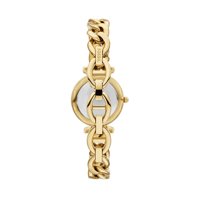 Fossil Carlie Goud en Zwarte Parelmoer Dameshorloge ES5416