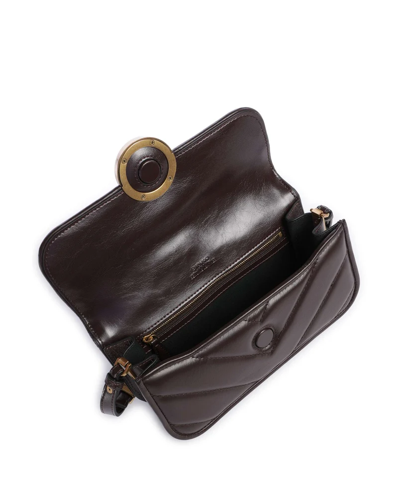 Pinko Love Box Horizontal Bolso de hombro rosso mogano/antique gold