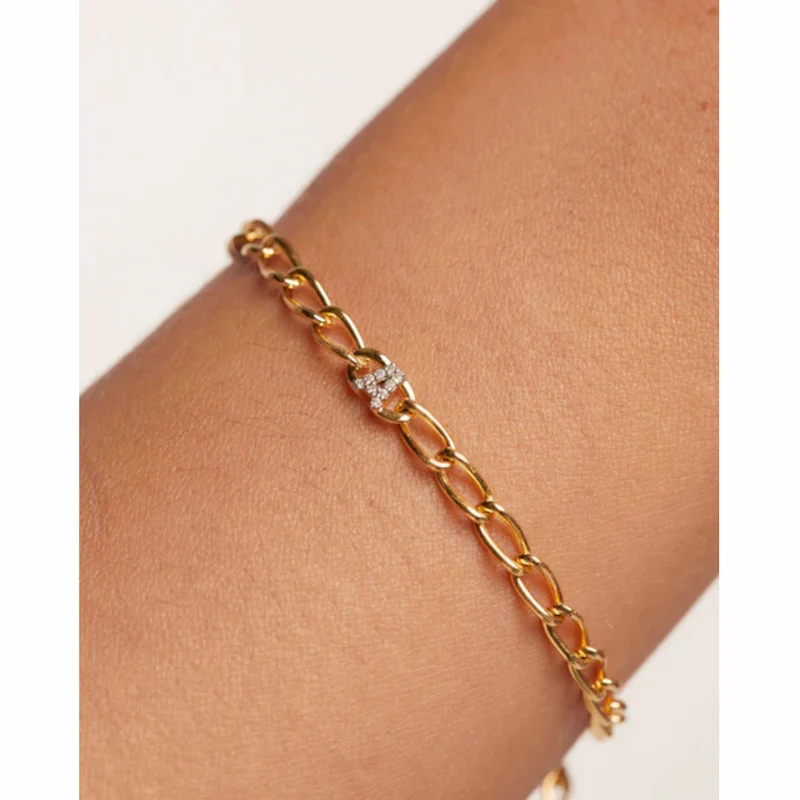 P D Paola 925 Sterling Zilveren Letter D Armband PU01-541-U Met 18K Gouden Plating