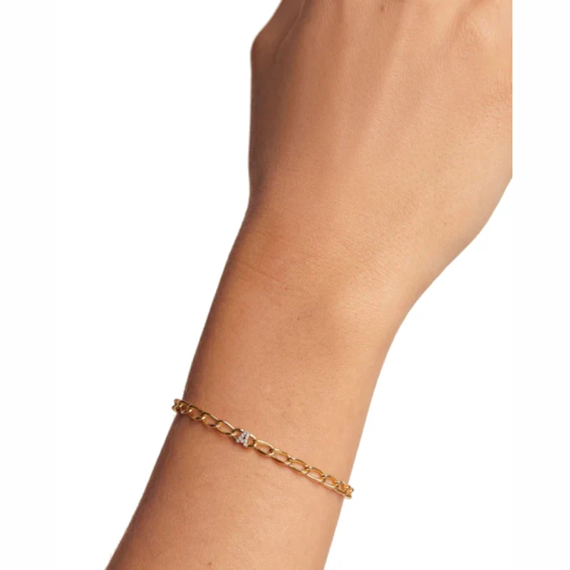 P D Paola 925 Sterling Zilveren Letter D Armband PU01-541-U Met 18K Gouden Plating