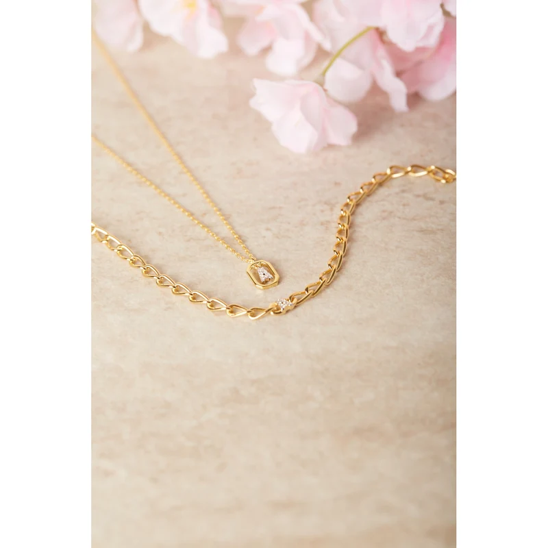 P D Paola 925 Sterling Zilveren Letter D Armband PU01-541-U Met 18K Gouden Plating