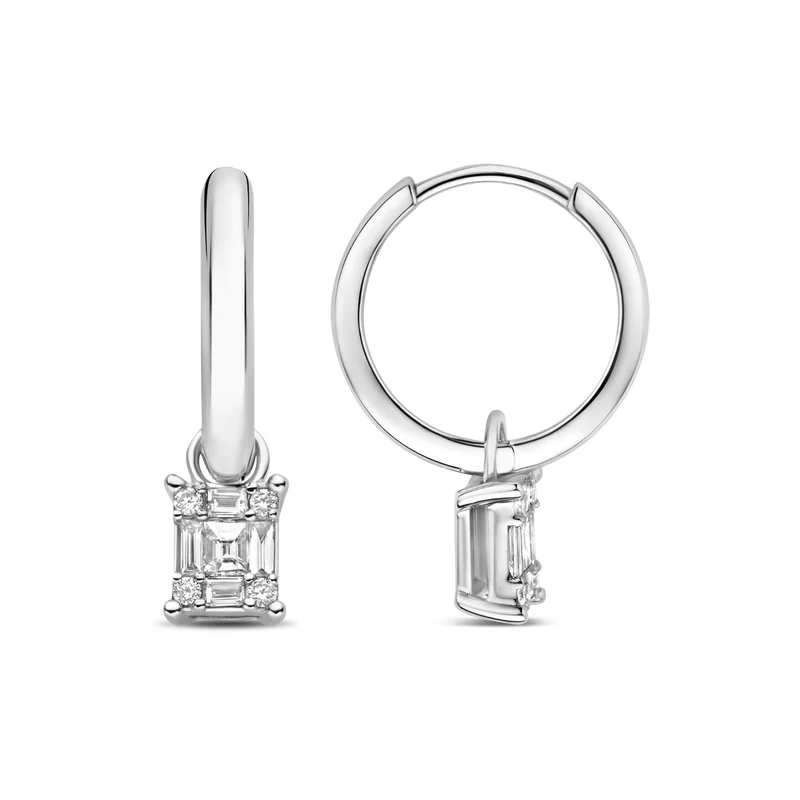 Isabel Bernard De la Paix Maxime 14 karaat witgouden oorknop met diamant 0.24 ct IBD360035