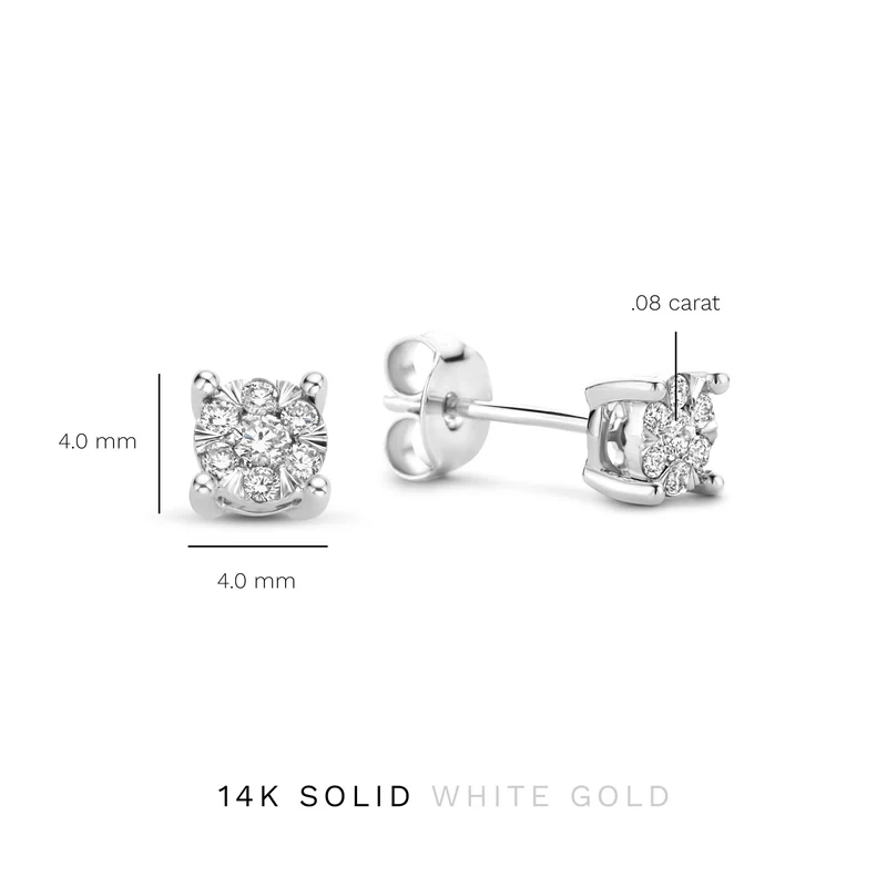 Isabel Bernard De la Paix Hanaé 14 karaat witgouden oorknoppen | diamant 0.16 ct | IBD360016