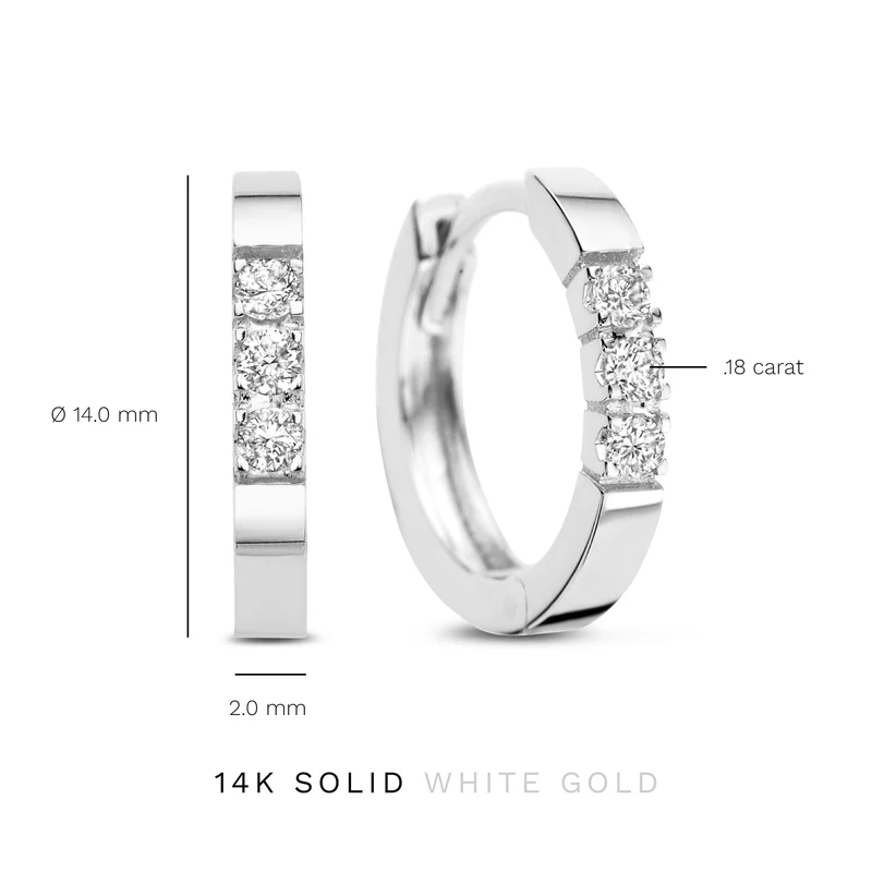 Isabel Bernard De la Paix Madeline 14 karaat witgouden oorringen | diamant 0.15 ct | IBD360017