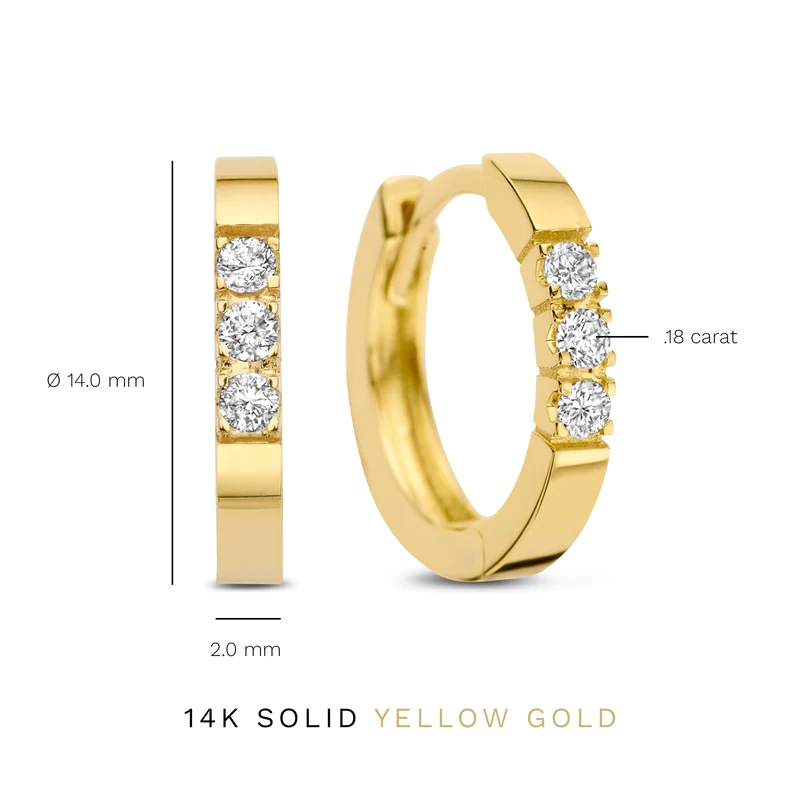 Isabel Bernard De la Paix Madeline 14 karaat gouden oorringen | diamant 0.15 ct | IBD360018