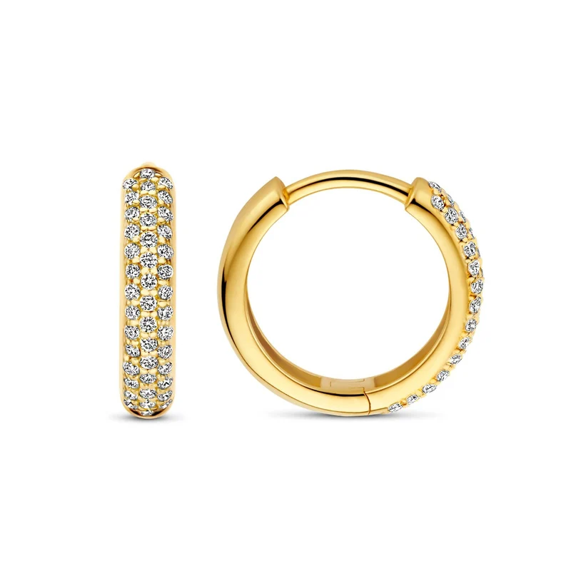 Isabel Bernard De la Paix Laure 14 karaat gouden oorringen met Diamant 0.25 karaat IBD360030