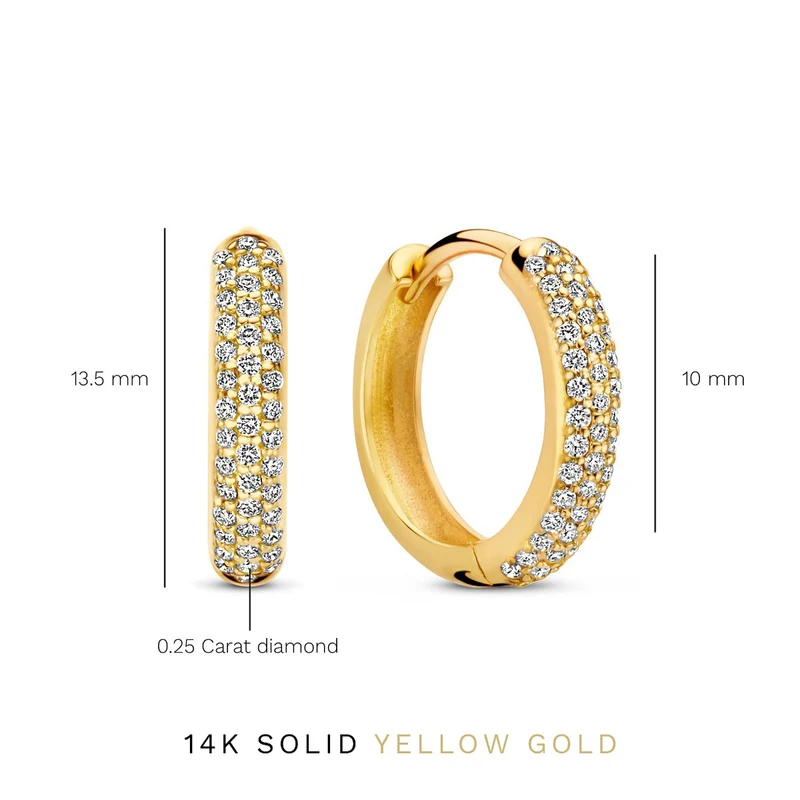 Isabel Bernard De la Paix Laure 14 karaat gouden oorringen met Diamant 0.25 karaat IBD360030