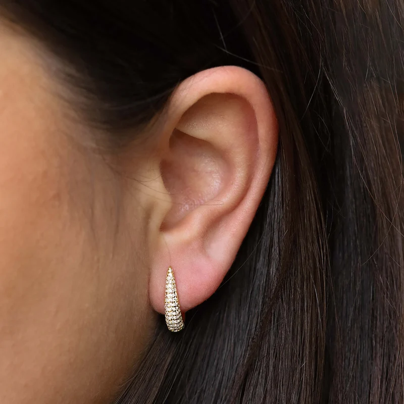 Karma 925 Sterling Silver Gold-coloured Zirconia Oval Hoop Earrings M3214GP