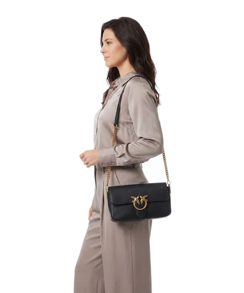 Pinko Love One Classic Slouchy Bandolera nero/antique gold