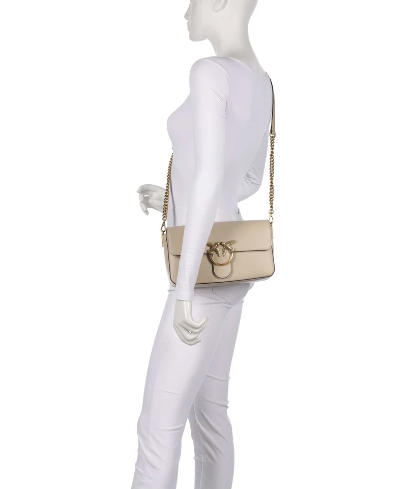 Pinko Love One Classic Slouchy Bandolera beige/grigio fumo/antique gold