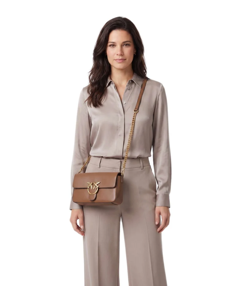 Pinko Love One Classic Slouchy Bandolera marrone cognac/antique gold