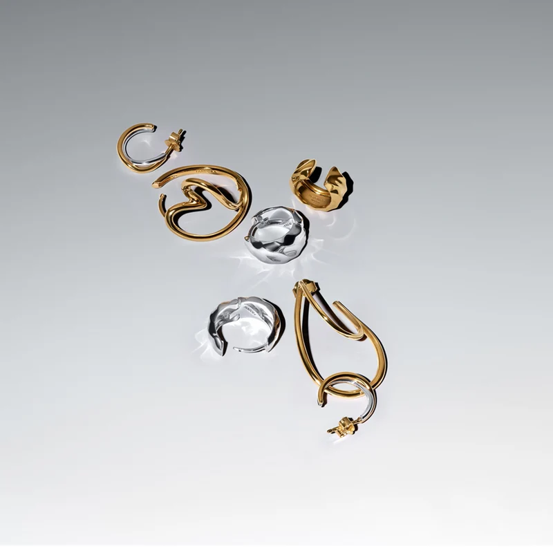 Pandora Essence Gold Plated Organically Shaped Double Hoop Earrings 263870C00