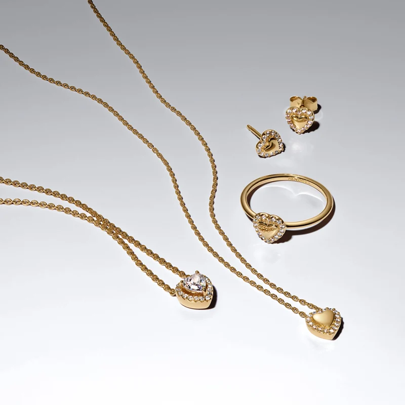 Pandora Timeless Gold Plated Heart Halo Stud Earrings 264363C01