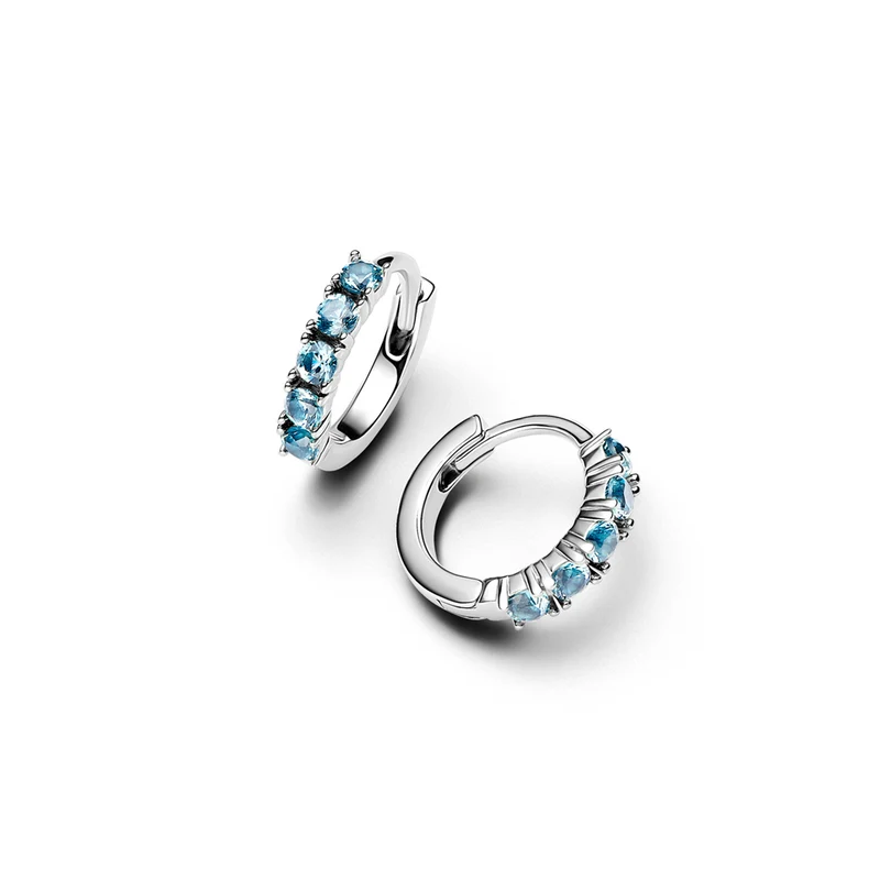Pandora Timeless 925 Sterling Zilveren Blauwe Huggie Oorbellen 293849C01