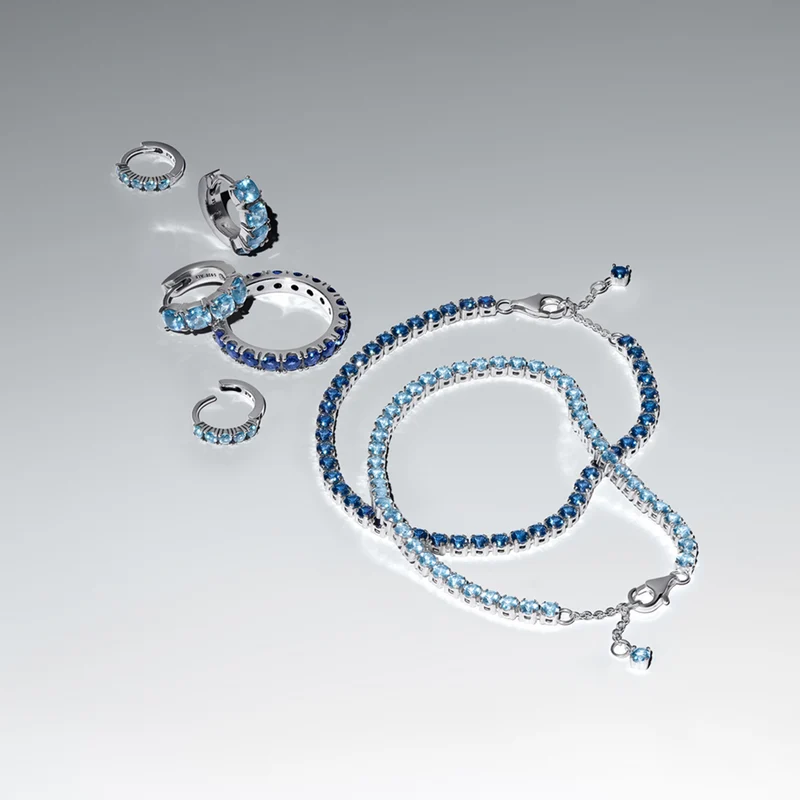 Pandora Timeless 925 Sterling Zilveren Blauwe Huggie Oorbellen 293849C01