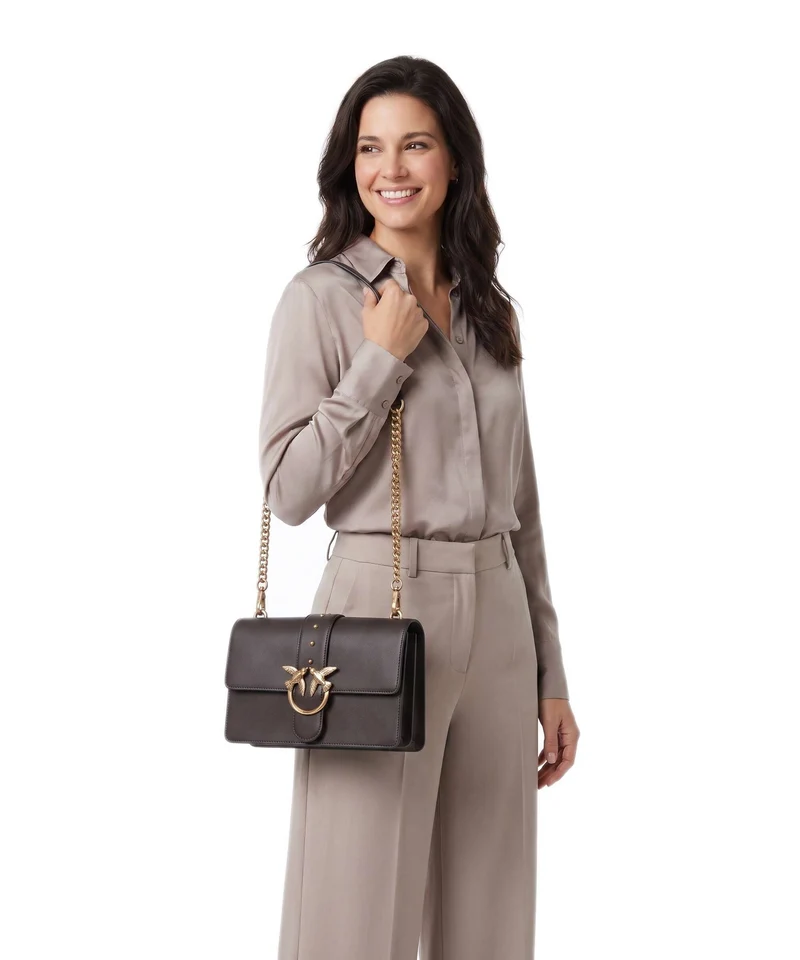 Pinko Love One Classic Bandolera marrone marasca/antique gold