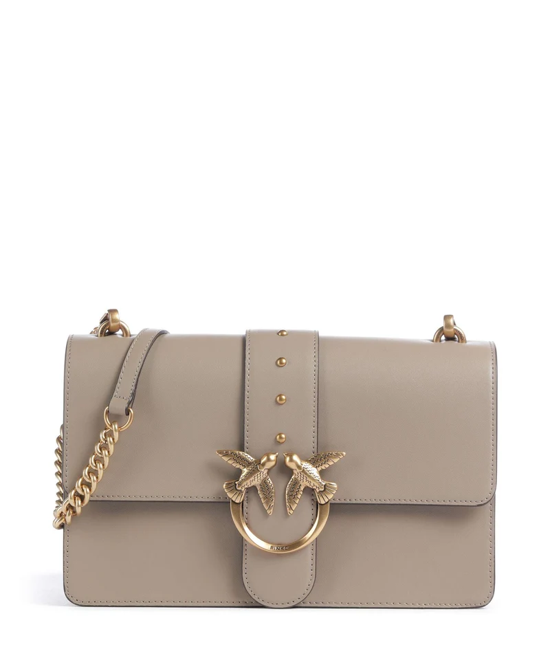 Pinko Love One Classic Bandolera grigio talpa/antique gold