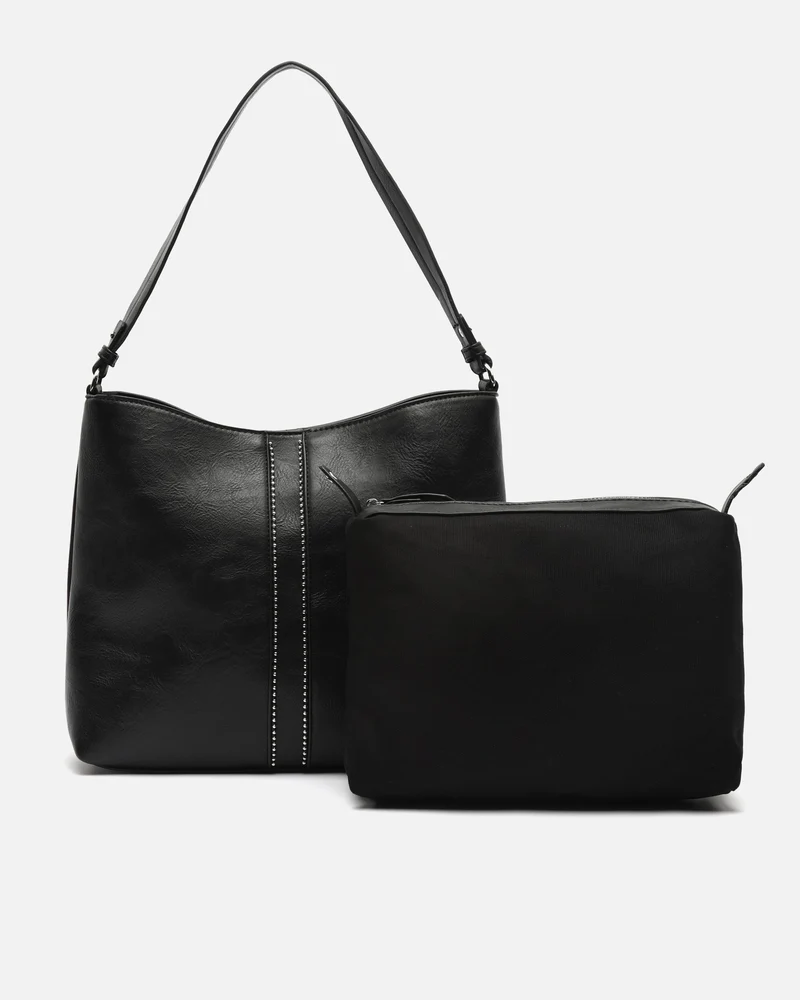 Zaoka bolso hobo con detalles metálicos y neceser e asa bandolera extraíble ED.