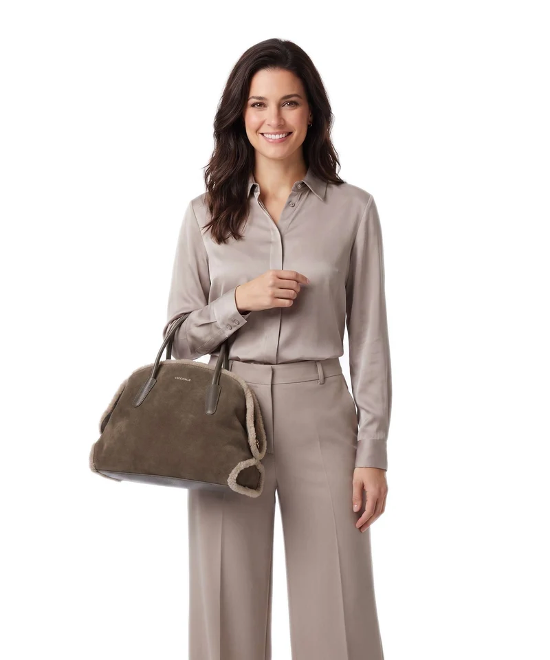 Coccinelle Tylde Suede Eco Bolso de mano fango/warm taupe