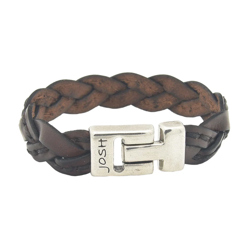 Josh Bruine Leren Armband 24303-bra-S/BROWN/L