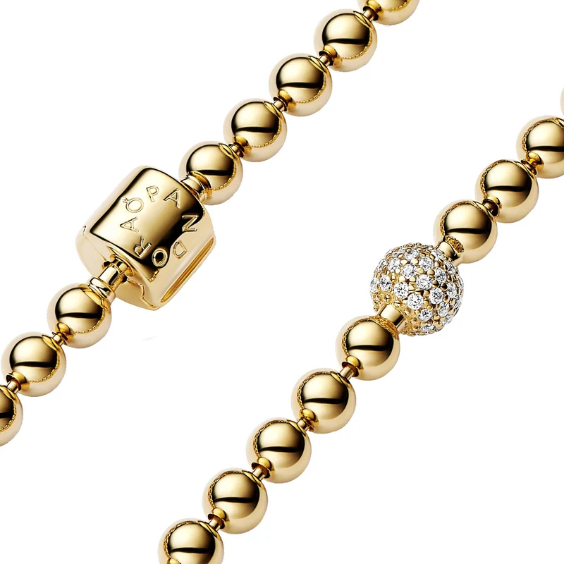 Pandora Signature Beads & Pavé Bracelet 568342C01-21with14 Carat Gold Plating