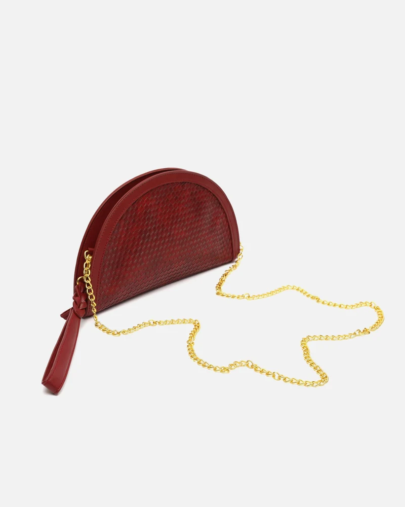 Empadi bolso de fiesta en media luna trenzado con asa bandolera extraíble ED.