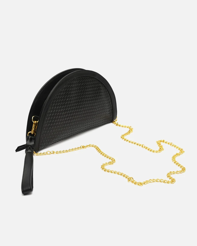 Empadi bolso de fiesta en media luna trenzado con asa bandolera extraíble ED.