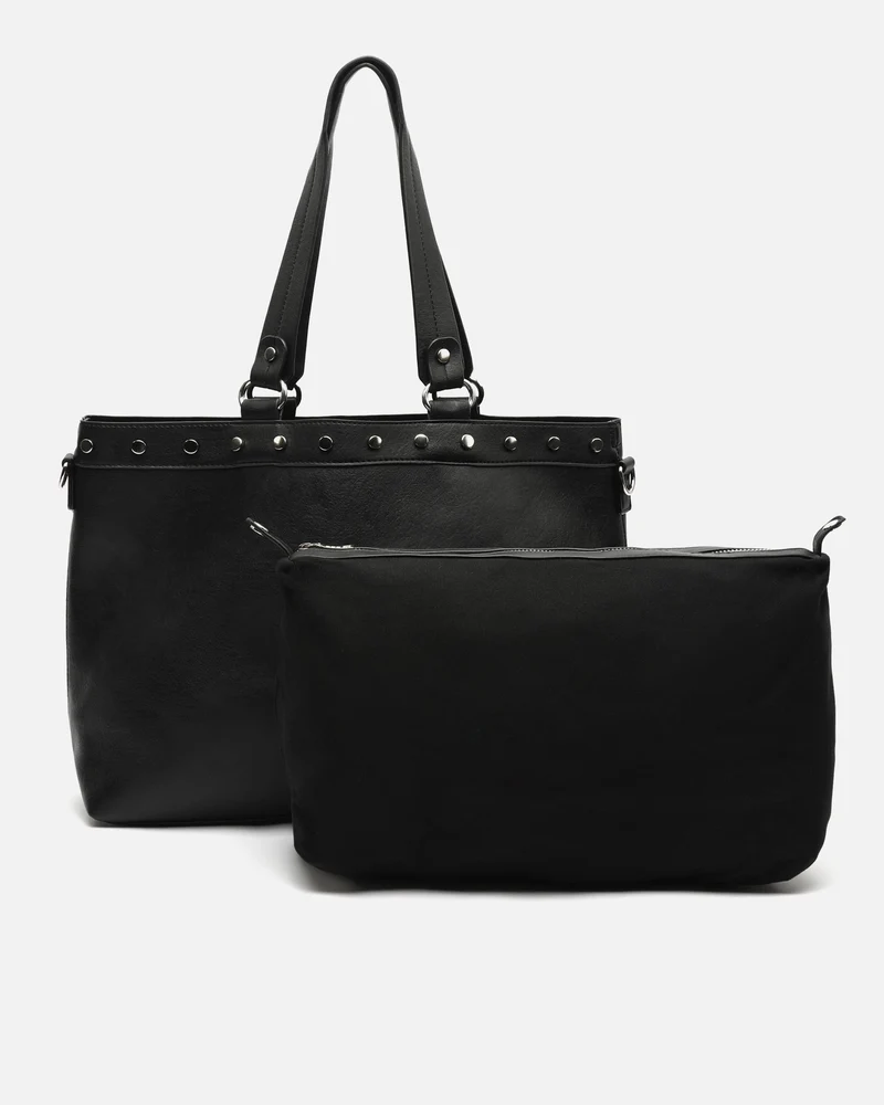 Ukara bolso de hombro grande con detalles metálicos