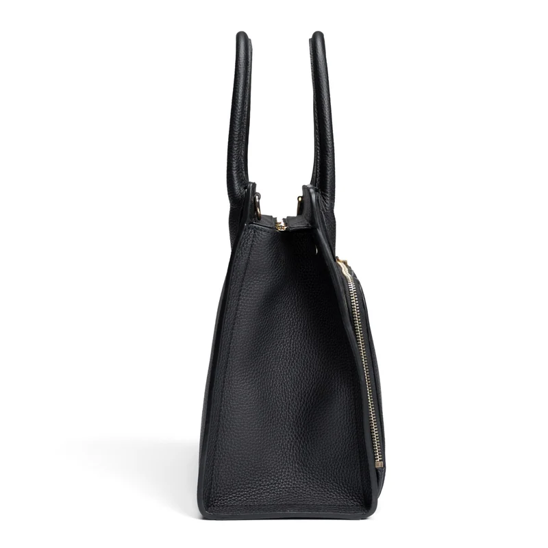 Isabel Bernard Honoré Nadine zwarte kalfsleren handtas met 13 inch laptopvak IB25110-001-13