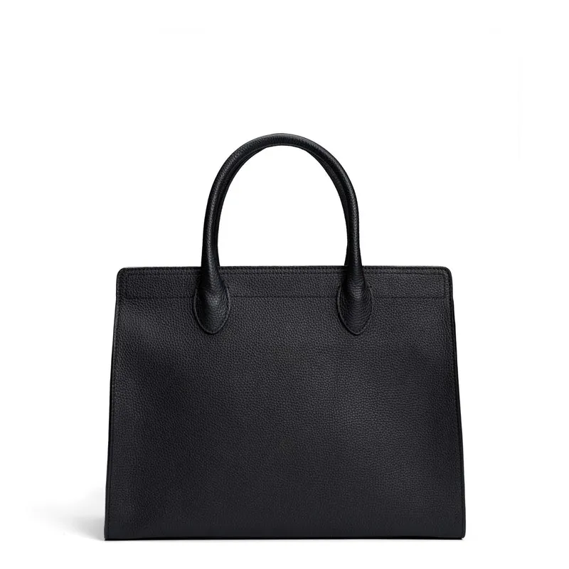 Isabel Bernard Honoré Nadine zwarte kalfsleren handtas met 13 inch laptopvak IB25110-001-13