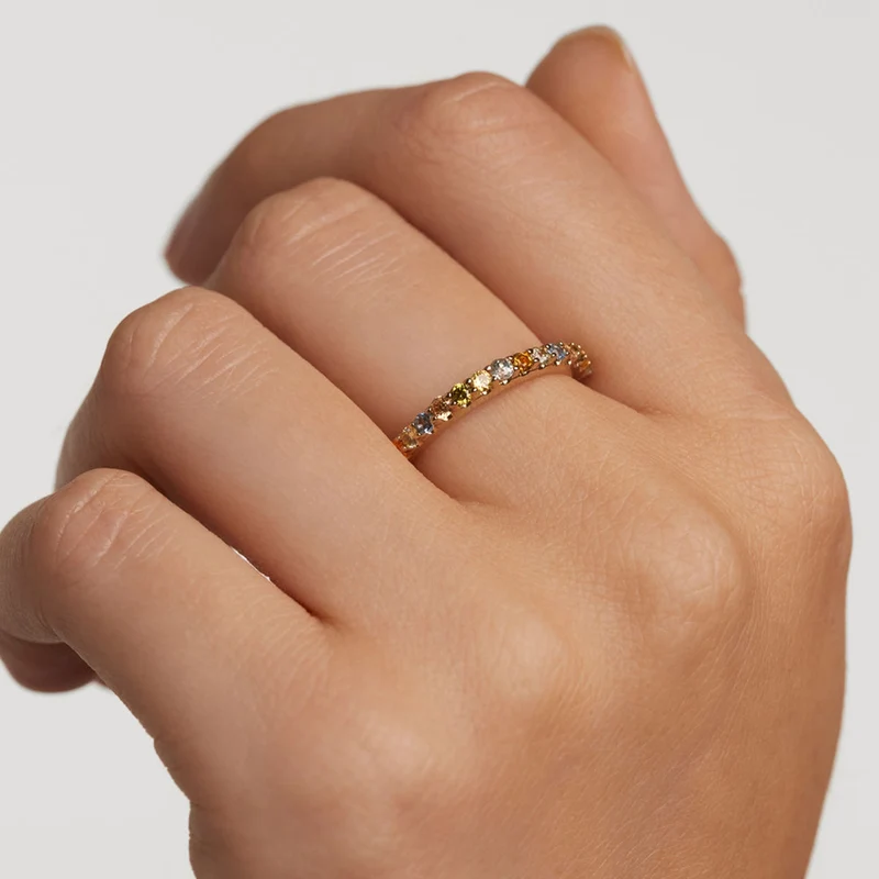 P D Paola Color 925 Sterling Silver Ring with Gold Plating AN01-C07-10