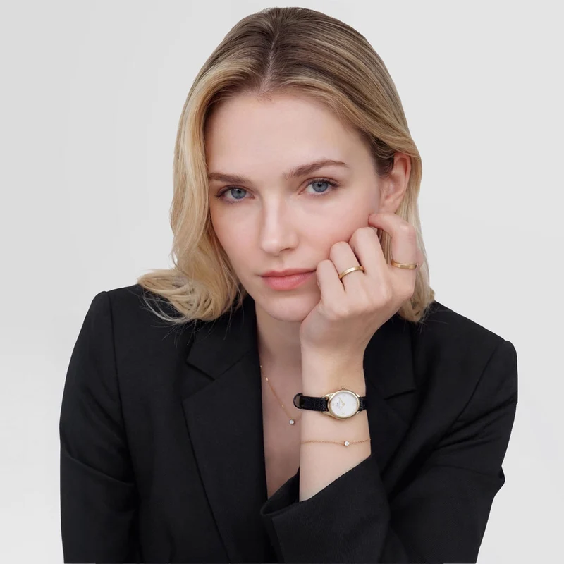 Daniel Wellington Ophelia Mini Black Lizard Goudkleurig Dameshorloge DW00100890