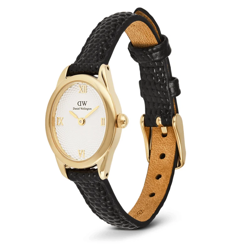 Daniel Wellington Ophelia Mini Black Lizard Goudkleurig Dameshorloge DW00100890