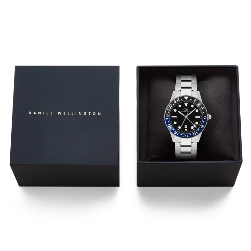 Daniel Wellington Iconic Link Zwart Blauwe Keramische Bezel Herenhorloge DW00100921