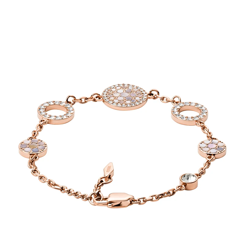 Fossil Rosegold coloured Vintage Glitz Bracelet JF01739791 (Length: 17.78 - 20.32 cm)