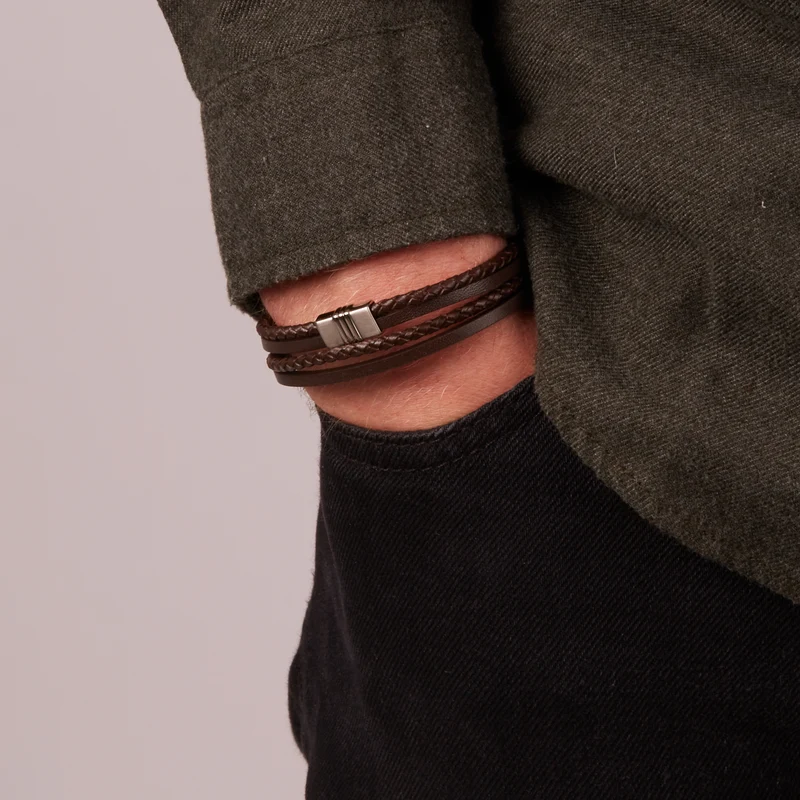 Fossil Brown Vintage Bracelet JF02934040 (Length: 17.50 - 19.00 cm)