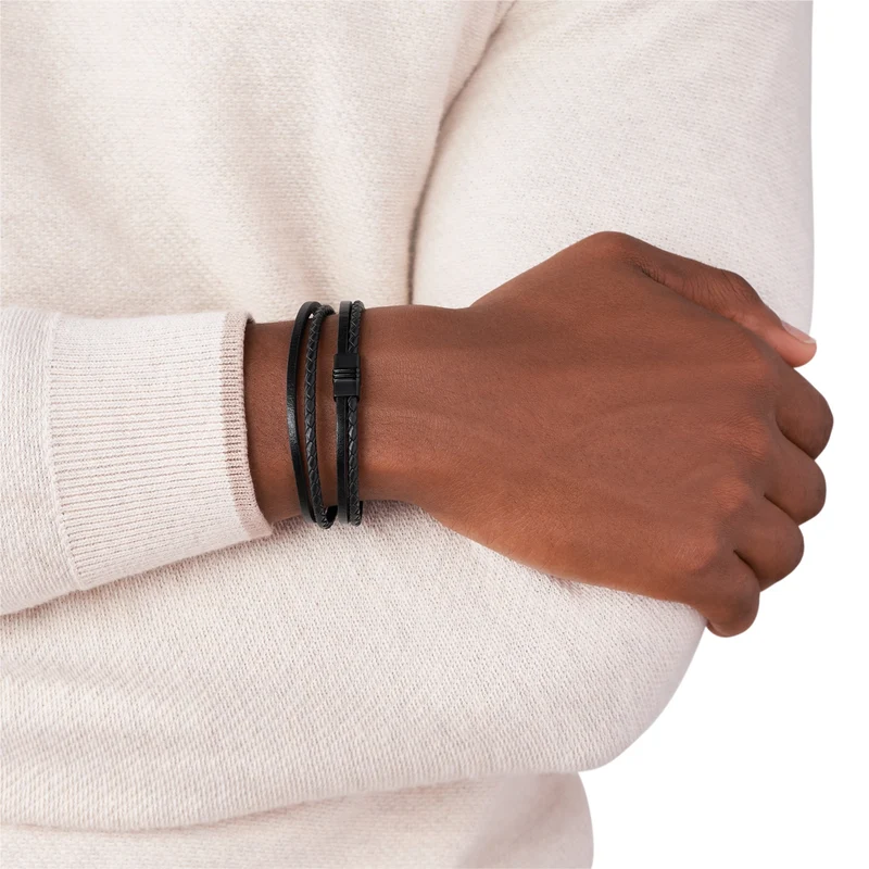 Fossil Vintage Casual Black Bracelet JF03098001 (Length: 17.50 - 19.00 cm)