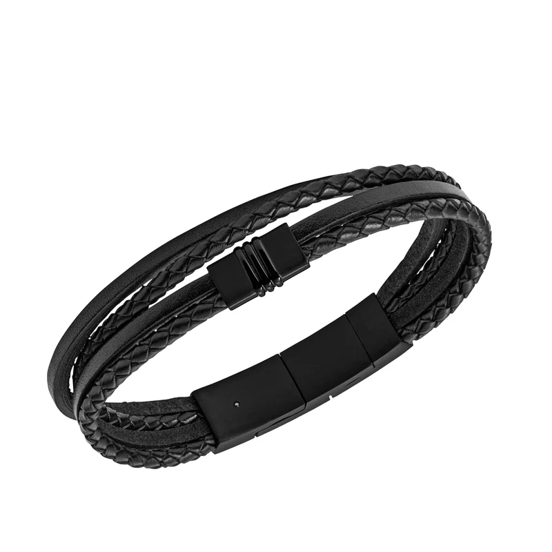 Fossil Vintage Casual Black Bracelet JF03098001 (Length: 17.50 - 19.00 cm)