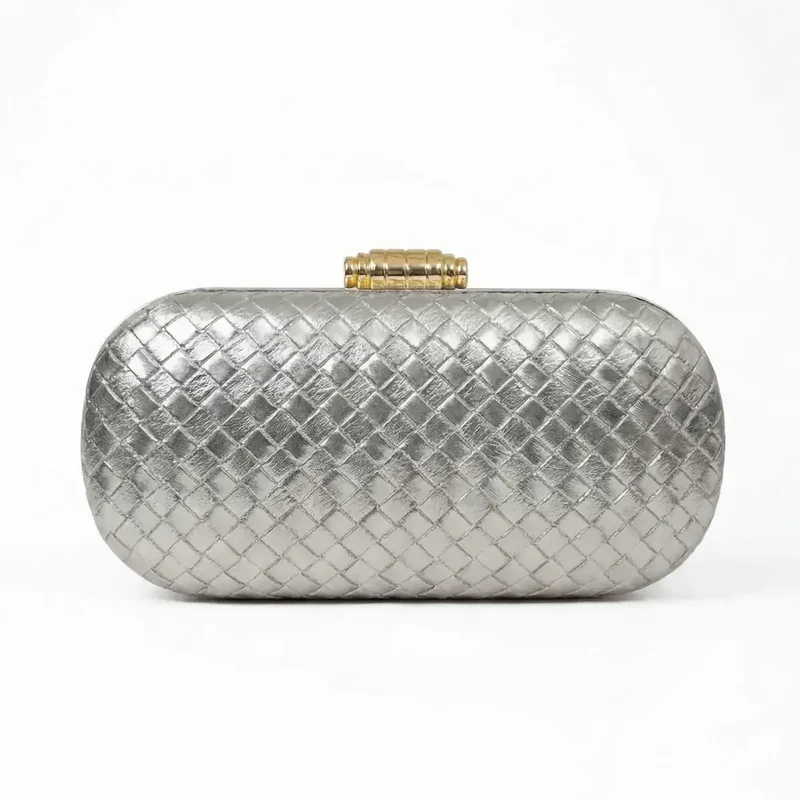 Bolso Ovalado Lennot Tessella Plata Metalizado