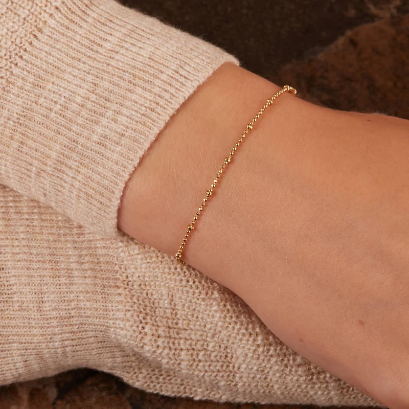 Karma 925 Sterling Silver Gold-coloured Dots Diamonds Bracelet 94127GP (Length: 16.50 - 19.00 cm)